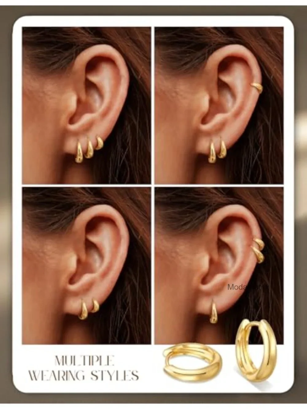 14k Gold Plated Huggie Hoop Earrings for Women - Hypoallergenic Non-Tarnish Set